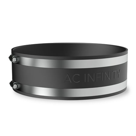 AC Infinity Noise Reduction Clamps 8-Inch  Duct Coupler with Stainless Steel Clamps  Flexible Rubber Coupling for Inline Fans and Carbon Filters in Growing and HVAC