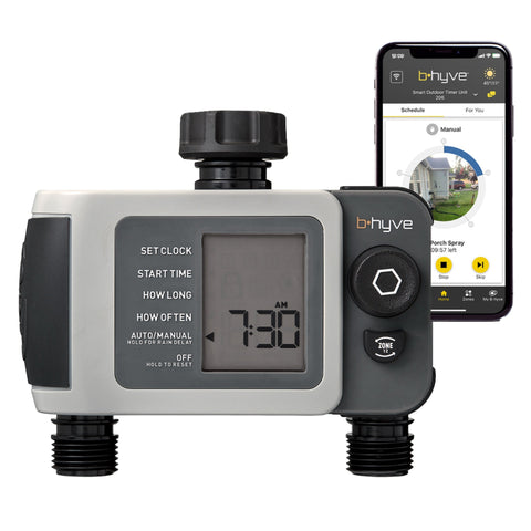 B-hyve XD 2-Outlet Bluetooth Hose Faucet Sprinkler Timer | 24632