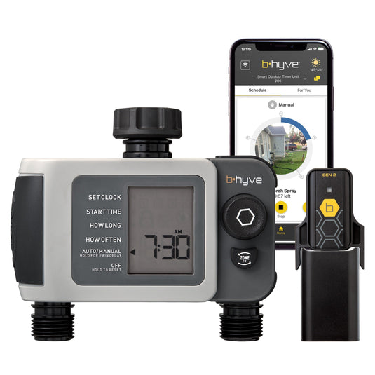 B-hyve XD 2-Outlet Smart Hose Faucet Sprinkler Timer with B-hyve Smart Gen 2 Hub | 24637