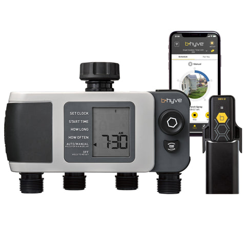 B-hyve XD 4-Outlet Smart Hose Faucet Sprinkler Timer with B-hyve Smart Gen 2 Hub | 24639