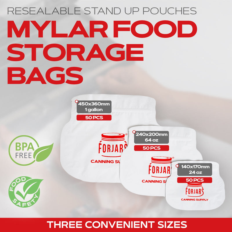 Load image into Gallery viewer, 64oz Mylar Bags  — 50 Count   7.5 mil per side (≈15 mil total)
