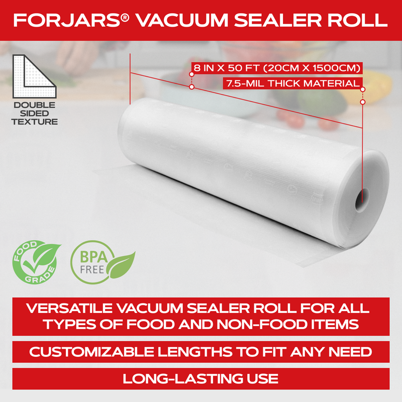 Load image into Gallery viewer, Vacuum Sealer Roll (8-inch) - Textured on Both Sides, 7.5 Mil Thickness
