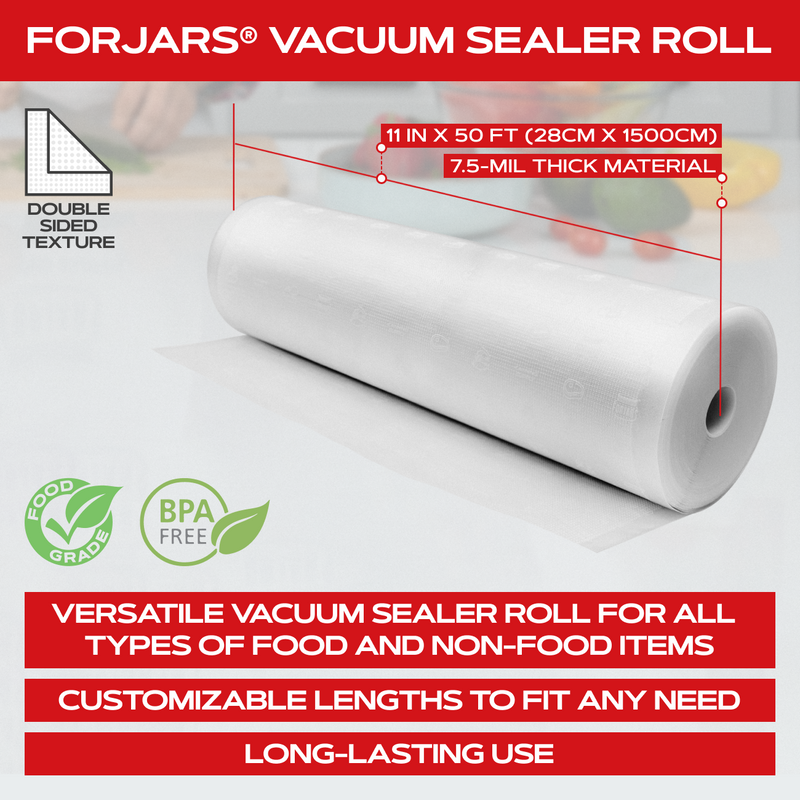 Load image into Gallery viewer, Vacuum Sealer Roll ( 11-inch)- Textured on Both Sides, 7.5 Mil Thickness
