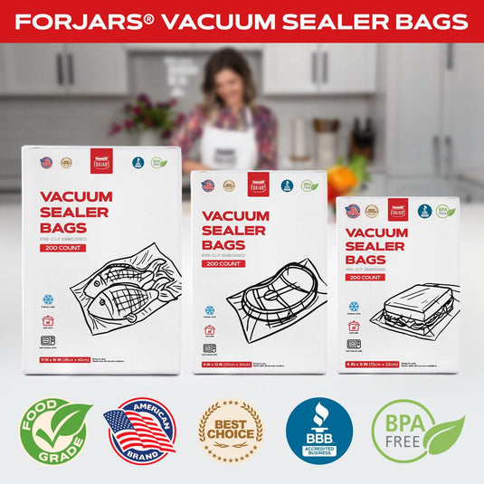 100 Count 11x16 Vacuum Sealer Bags - Textured on Both Sides, 7.5 Mil Thickness