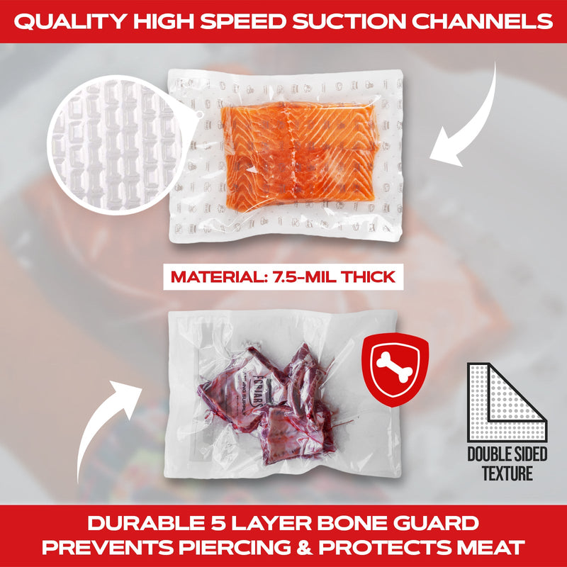 Load image into Gallery viewer, Vacuum Sealer Roll - 8 in x 150 ft, Textured on Both Sides, 7.5 Mil Thickness
