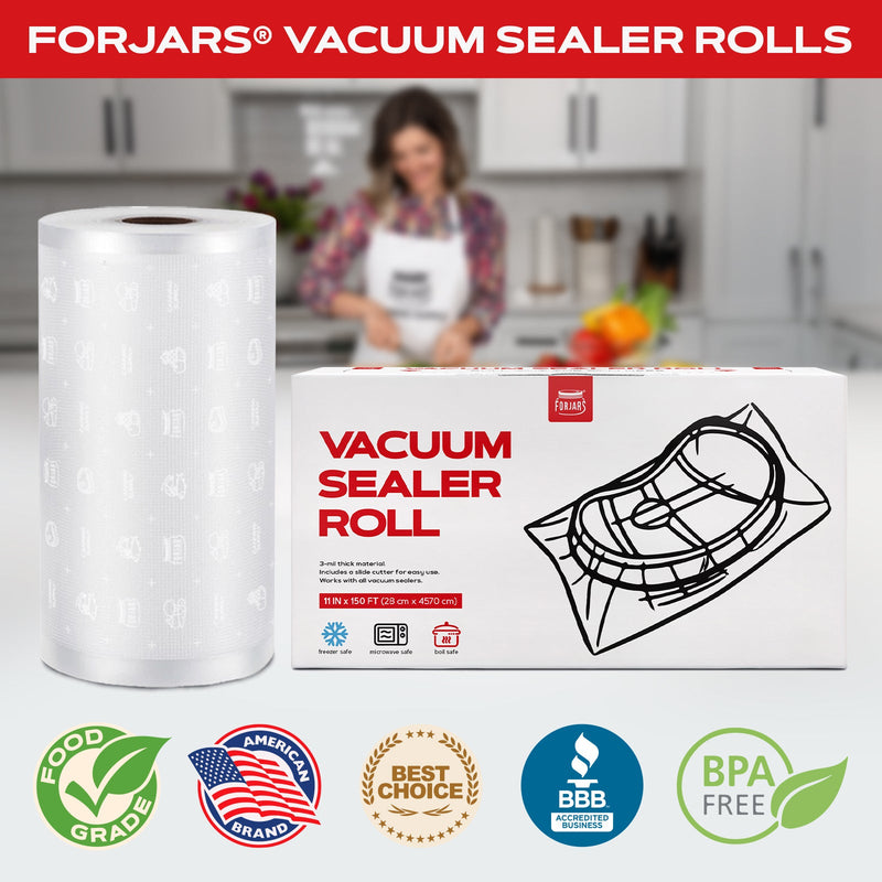 Load image into Gallery viewer, Vacuum Sealer Roll - 11 in x 150 ft, Textured on Both Sides, 7.5 Mil Thickness
