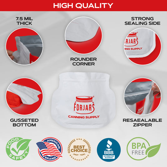 24oz Mylar Bags - 50 Count   5.5 mil per side (≈11 mil total)