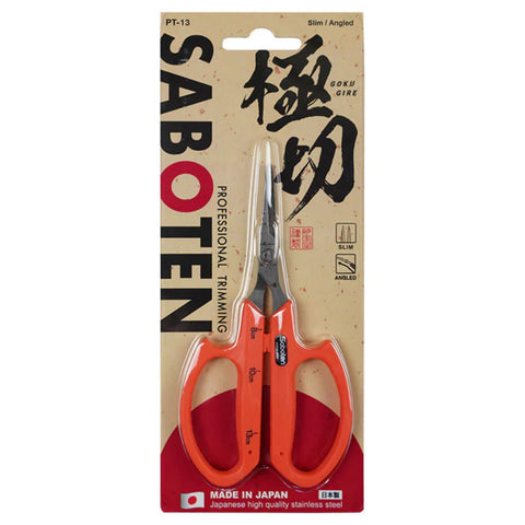 Saboten PT-13 angled blade trimming scissors, orange, front