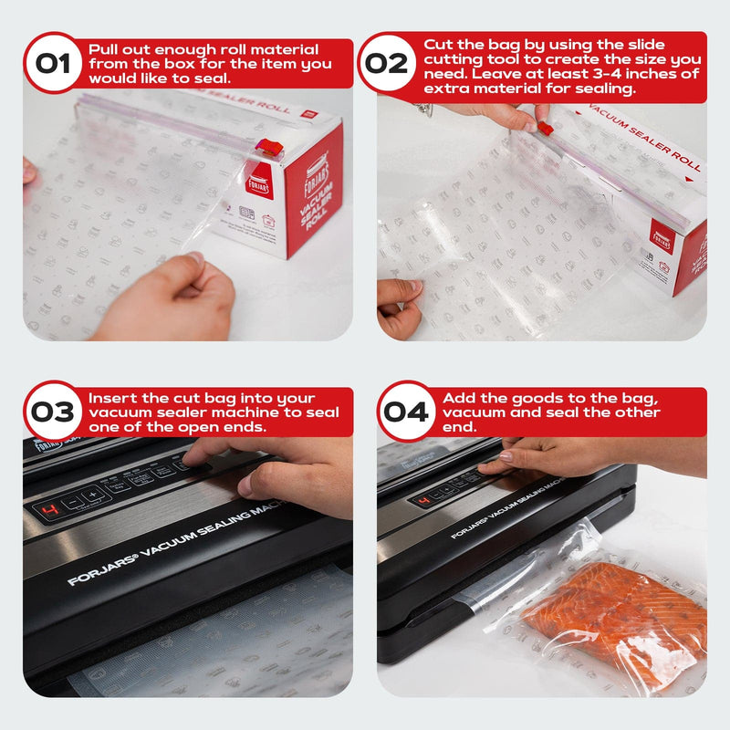 Load image into Gallery viewer, Vacuum Sealer Roll (8-inch) - Textured on Both Sides, 7.5 Mil Thickness
