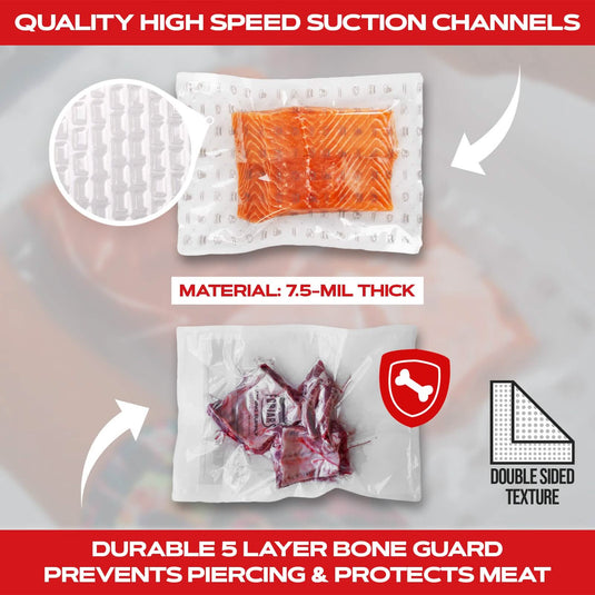 200 Count 6x9 Vacuum Sealer Bags - Textured on Both Sides, 7.5 Mil Thickness