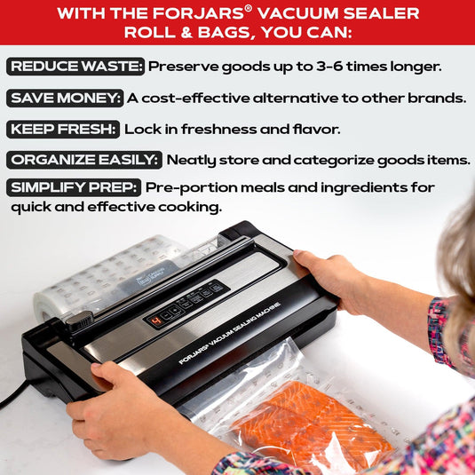 Vacuum Sealer Roll - 11 in x 150 ft, Textured on Both Sides, 7.5 Mil Thickness