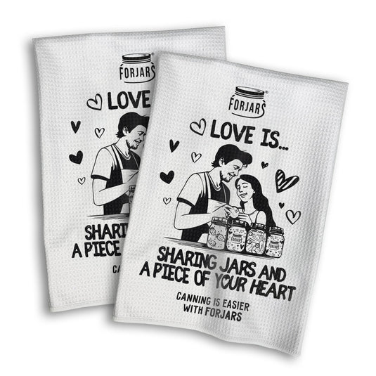 Waffle Towels – White with Printed Patterns (2-Pack)