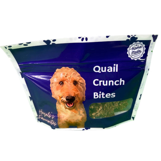 Quail Crunch Bites Dog Treats — Dehydrated Quail Meat & Shells