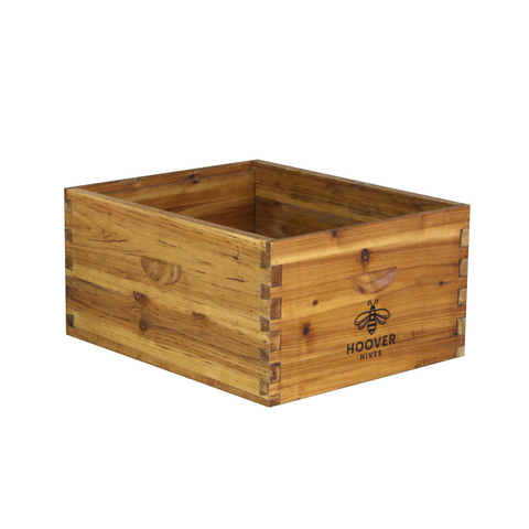 Hoover Hives wax-coated deep brood box, no frames, front