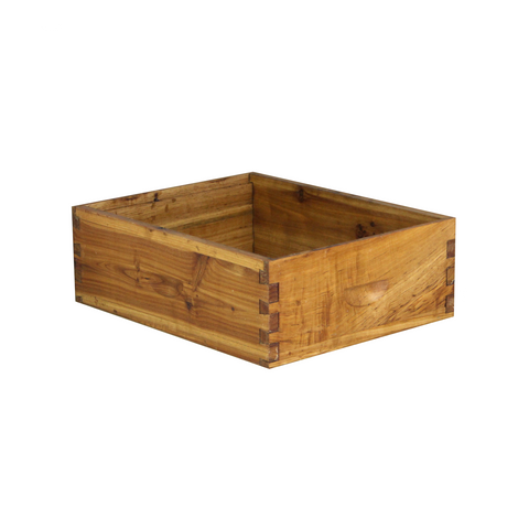 Hoover Hives wax-coated medium honey super, no frames, front