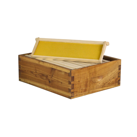 Hoover Hives medium super box, wax-dipped fir wood, front