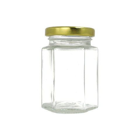 Glass Hexagon Jar | Top View  | 110 ml | 5 oz (price per case)