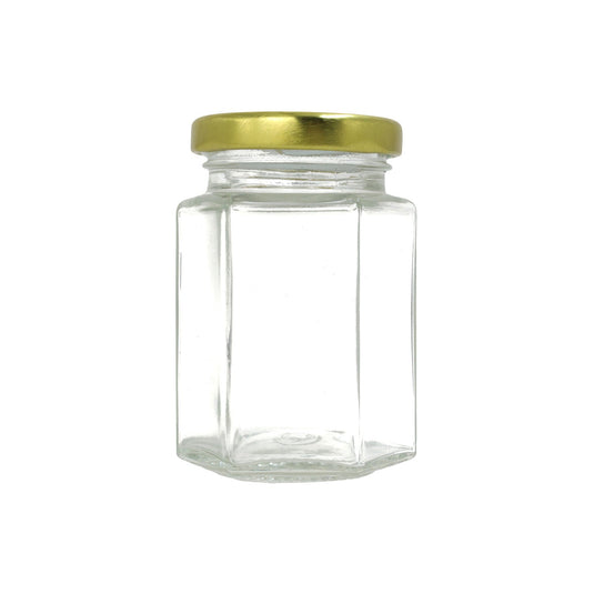 Glass Hexagon Jar | Top View  | 110 ml | 5 oz (price per case)