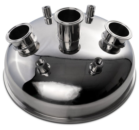 12 Inch Tri-Clamp x 3 2 Inch Tri-Clamp x 4 1/4 Inch FNPT Hemispherical Lid