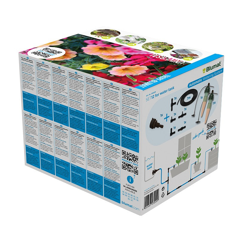 Load image into Gallery viewer, Back of Tropf-Blumat Set 12 box showing component illustrations
