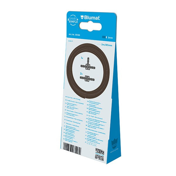 Load image into Gallery viewer, Blumat drip tube and mini-fittings package back with component diagram
