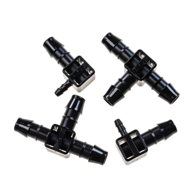 Load image into Gallery viewer, Two Blumat tee fittings and two elbow end pieces arranged together
