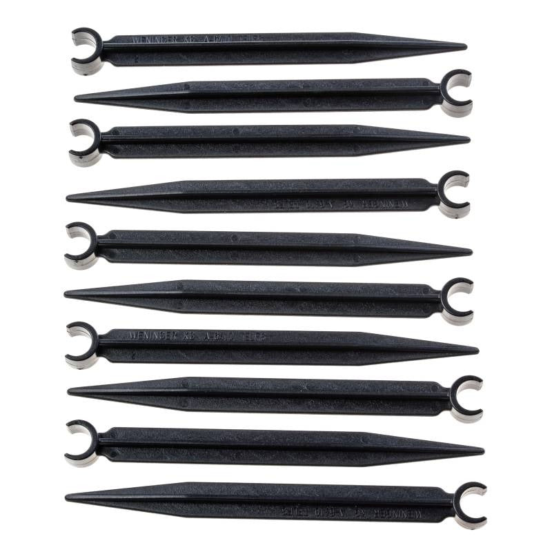 Load image into Gallery viewer, Black Blumat support stakes with forked tops arranged in rows
