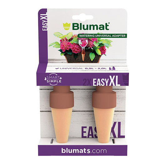 Blumat Easy XL two-pack of bottle watering spikes in purple packaging