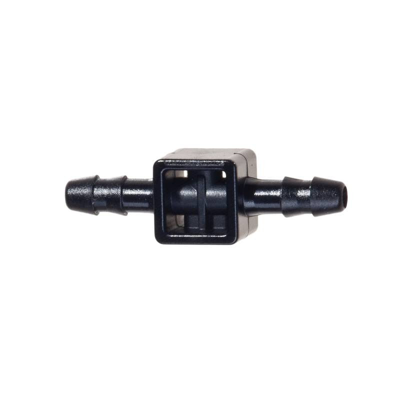 Load image into Gallery viewer, Black Blumat 3 mm mini-hose union with two barbed ends
