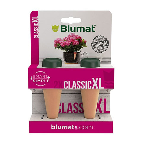 Blumat Classic XL two-pack of ceramic watering stakes in pink packaging