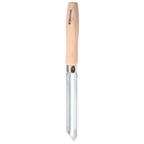 Blumat planting tool corer with narrow metal blade and wooden handle