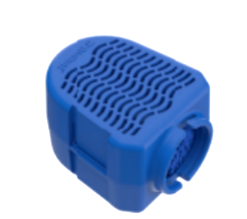 Load image into Gallery viewer, Blue Blumat tank connector filter with slotted cover and connector opening

