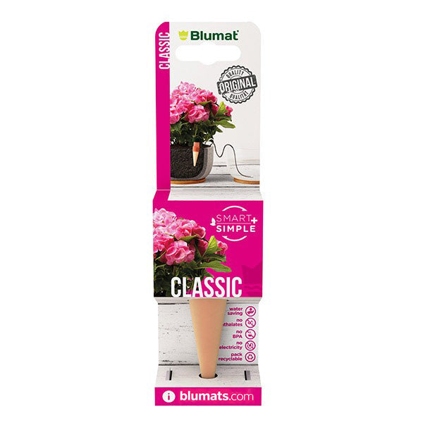 Load image into Gallery viewer, Single Blumat Classic ceramic watering stake in pink retail packaging
