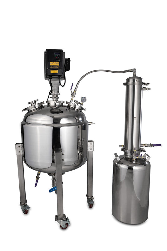Jacketed Reactor with Motor and Collection Vessel