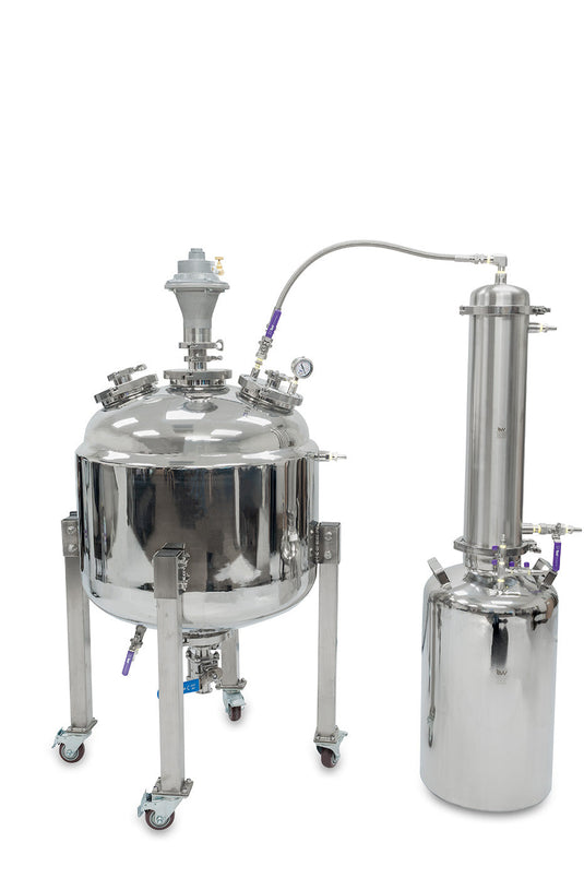 Jacketed Reactor with Motor and Collection Vessel