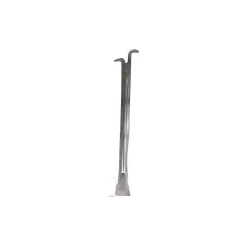 16-inch stainless steel J hook hive tool with flat scraper end and hook end.