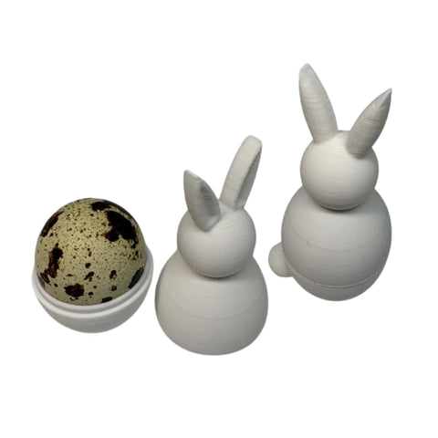 Quail egg cup bunny holder, DIY paintable, 2-pack, front