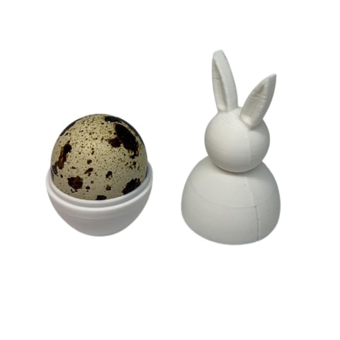 Quail egg cup bunny holder, detail view