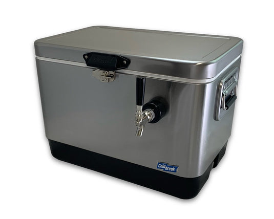 Coldbreak 1-tap stainless steel jockey box for portable draft service.