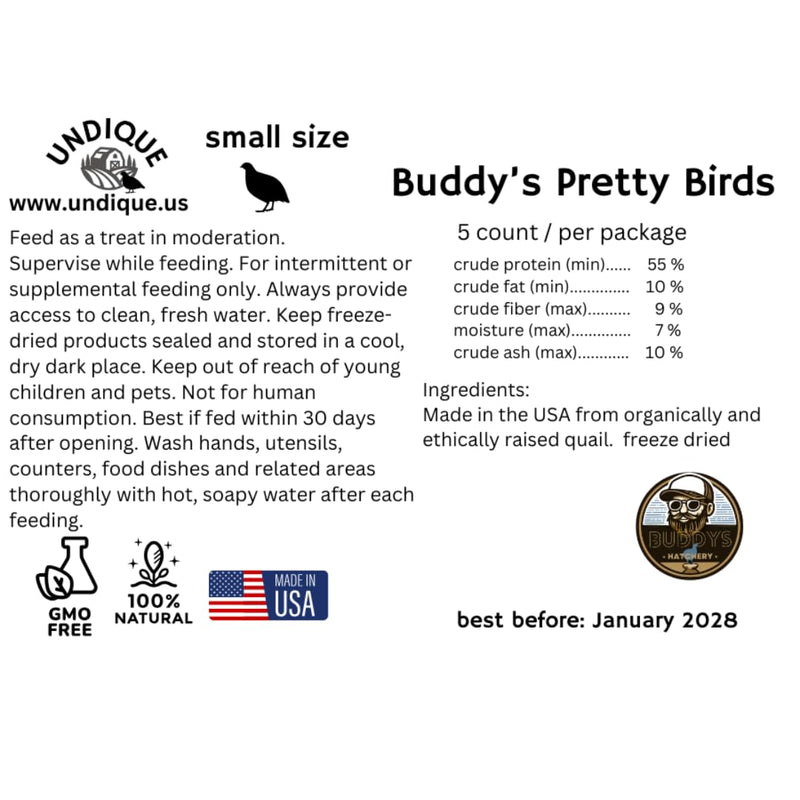 Load image into Gallery viewer, Whole Quail for Carnivore Pets - Premium Quality Natural Pet Treats Quail - Natural Prey Feeding Quail - Freeze-Dried for Essential Nutrients and Enzymes Small Size 5 Count

