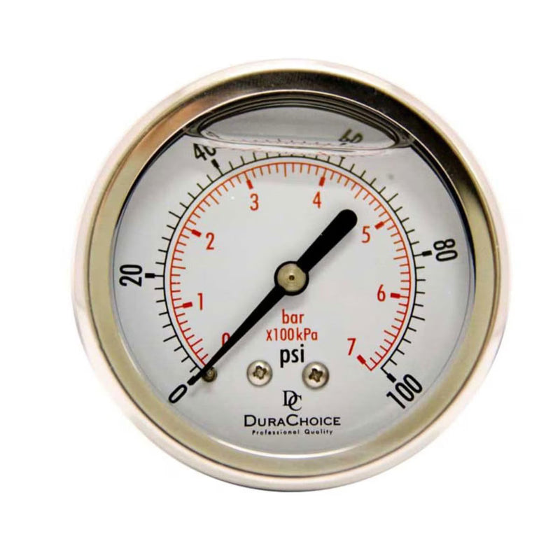 Load image into Gallery viewer, 2-1/2" Oil Filled Vacuum Pressure Gauge - Stainless Steel Case, Brass, 1/4" NPT, Center Back Mount Connection -30HG/30PSI
