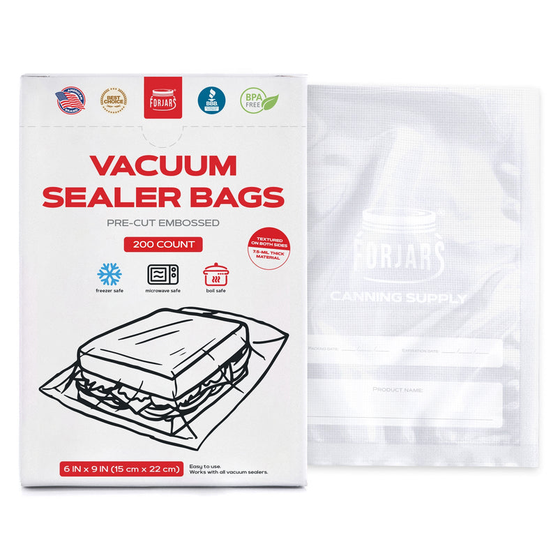 Load image into Gallery viewer, 200 Count 6x9 Vacuum Sealer Bags - Textured on Both Sides, 7.5 Mil Thickness
