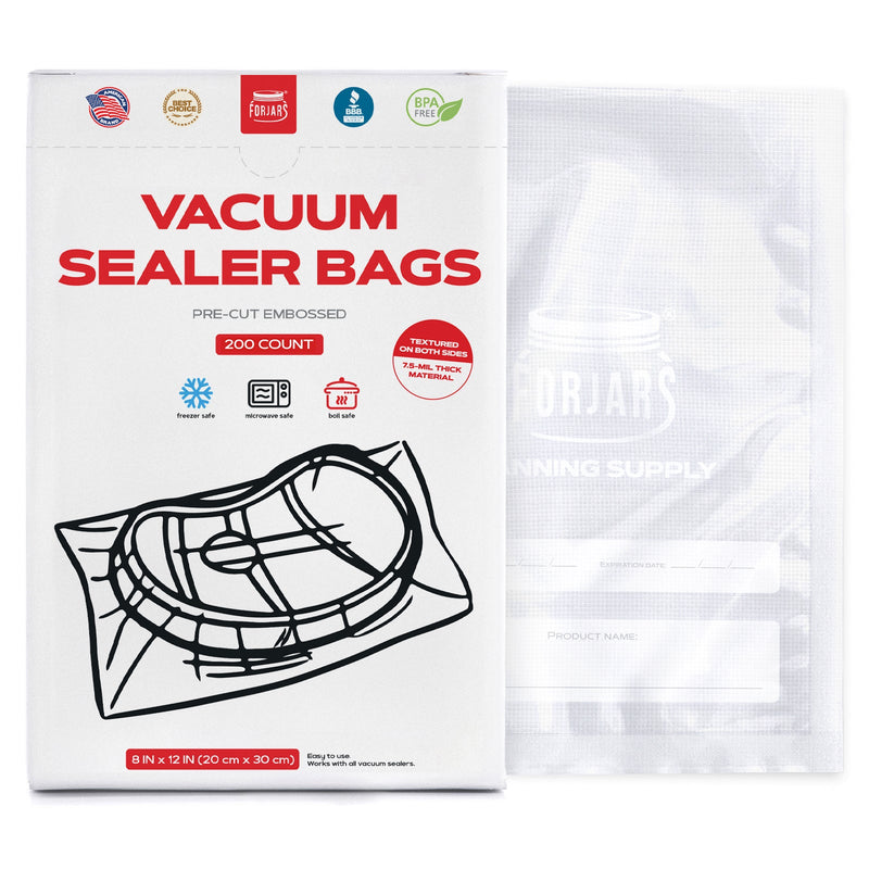 Load image into Gallery viewer, 200 Count 8x12 Vacuum Sealer Bags - Textured on Both Sides, 7.5 Mil Thickness
