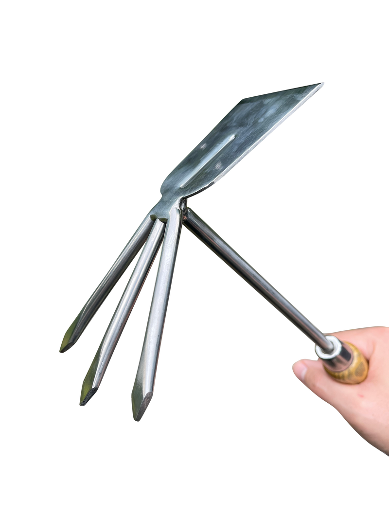 Load image into Gallery viewer, Stainless Steel Garden Cultivator Hoe (classic wood handle)
