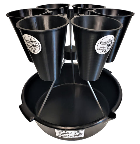 Quail restraining 6-cone rotary processing station