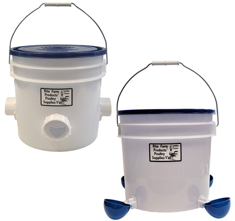 Combo chicken drinker and feeder set