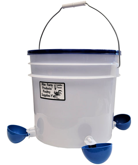3.5 Gallon Automatic Chicken Waterer With 4 Heavy Duty Auto Fill Drinker Poultry Cups, additional product view 2
