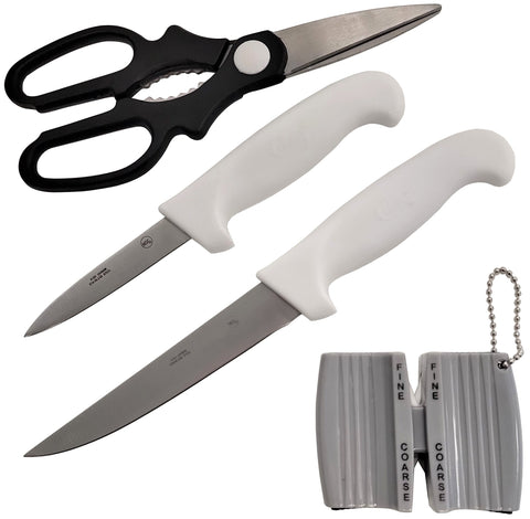 Deluxe poultry processing and chicken butcher knife kit