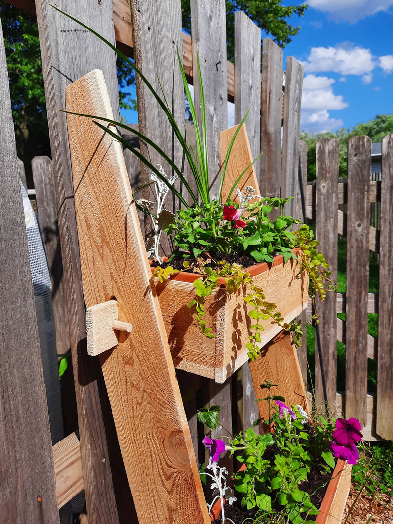 Load image into Gallery viewer, 3-Tier Vertical Cedar Standing Planter Box
