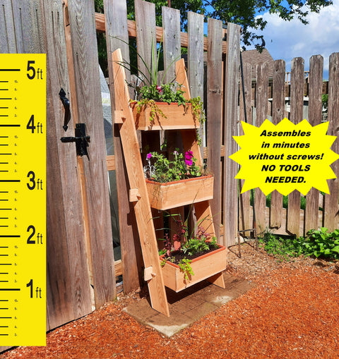 3-Tier Vertical Cedar Standing Planter Box, additional product view 2